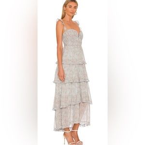 ASTR THE LABEL Ruffle Maxi Dressblue - Light Blue Floral